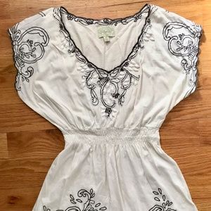 ANTHROPOLOGIE DELETTA EMBROIDERED BLOUSE